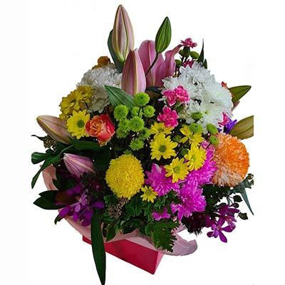 Colorful flowers gift box