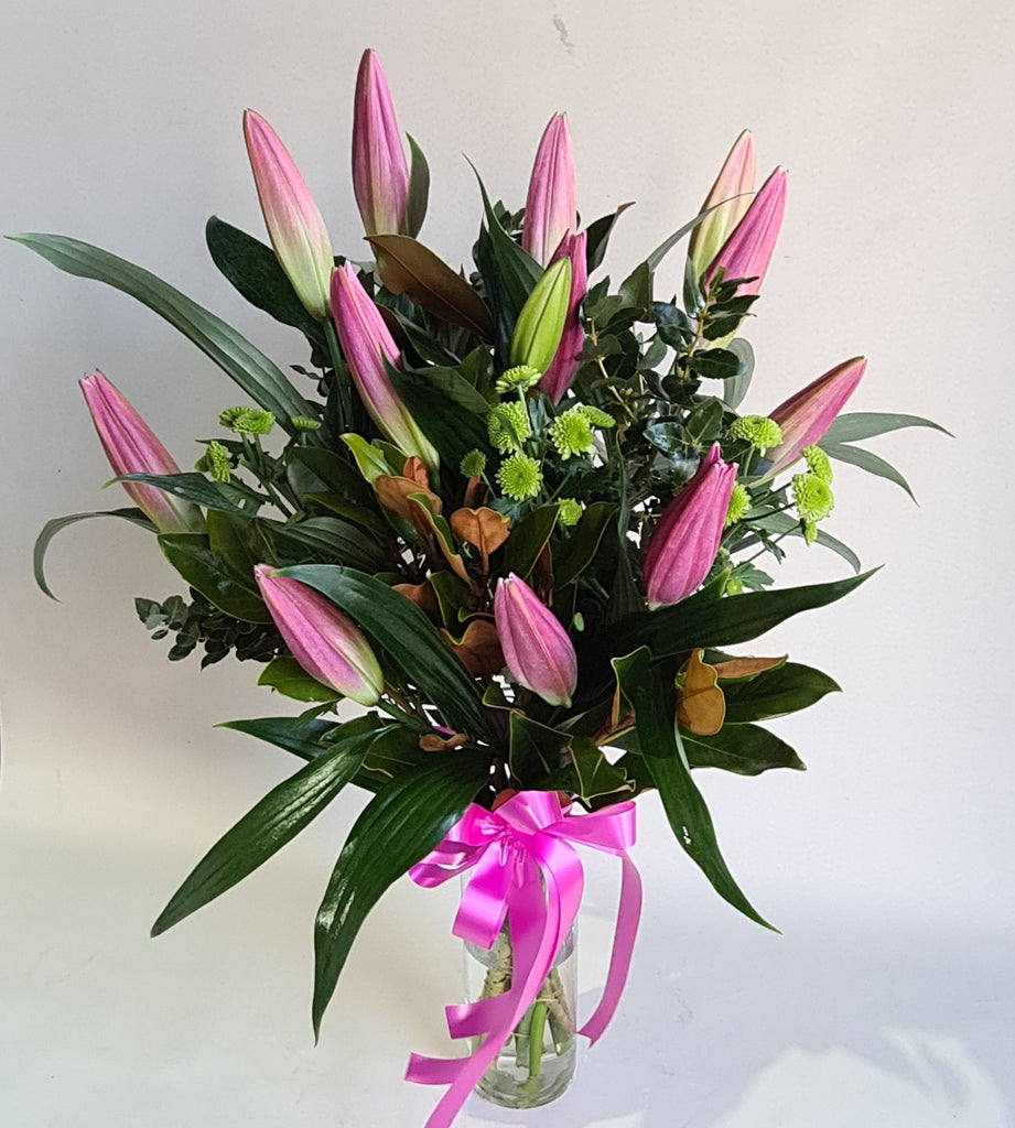 Large Pink oriental lilies bouquet