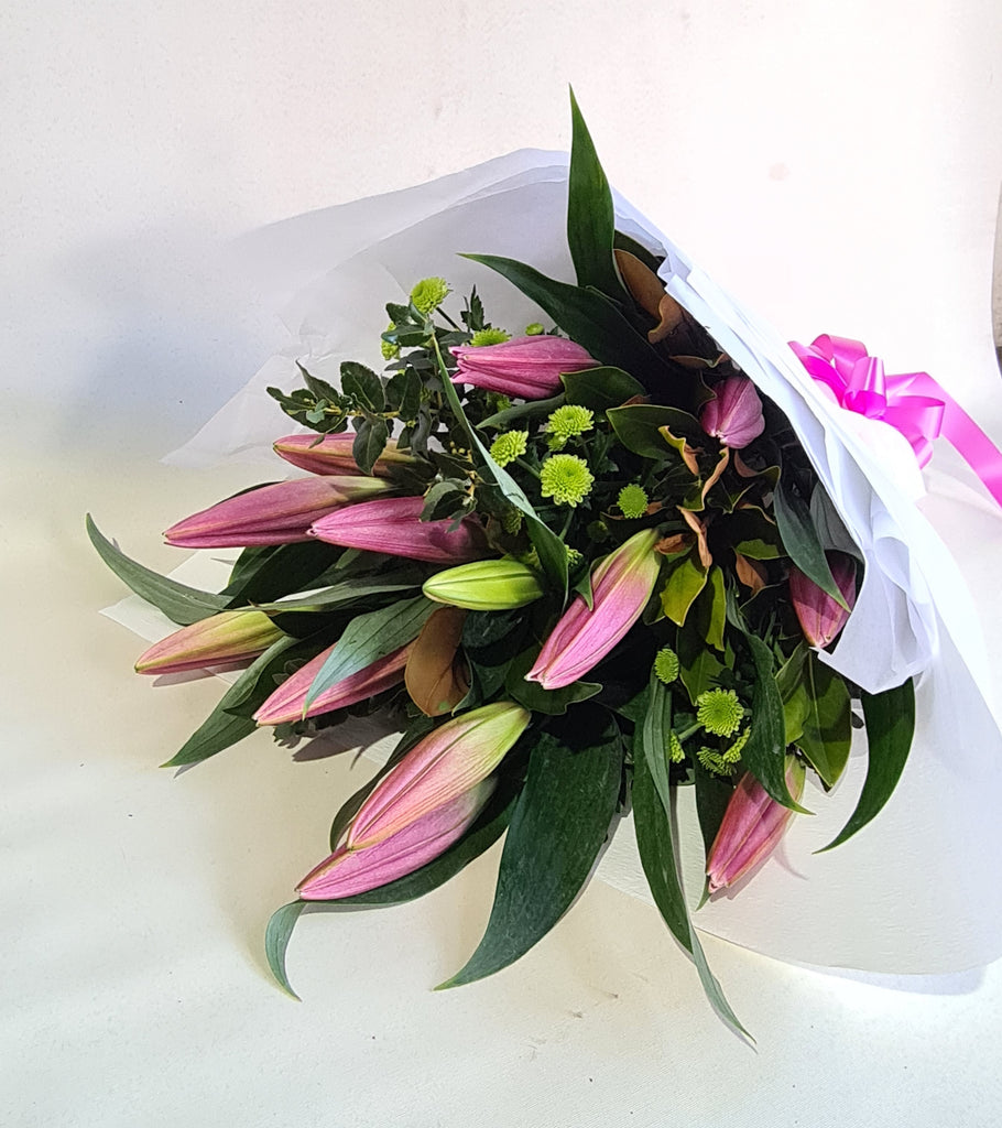 Large Pink oriental lilies bouquet