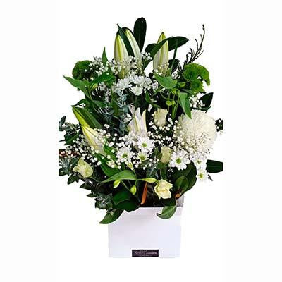 Classic white flowers box arrangement