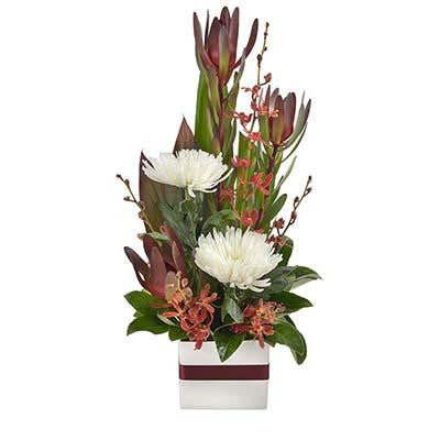 Earthy tone flowers tall gift box