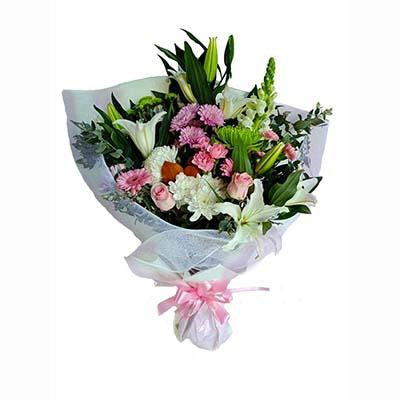 Pink white flowers bouquet
